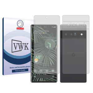 محافظ صفحه نمایش شفاف وی دبلیو کی مدل Tough مناسب برای گوشی موبایل گوگل Pixel 6 Pro به همراه محافظ پشت گوشی