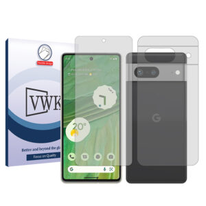 محافظ صفحه نمایش شفاف وی دبلیو کی مدل Tough مناسب برای گوشی موبایل گوگل Pixel 7 به همراه محافظ پشت گوشی