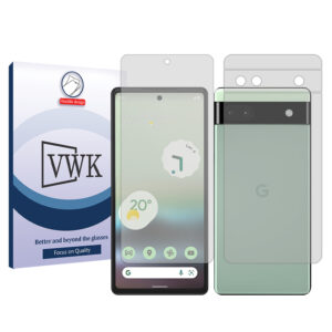 محافظ صفحه نمایش شفاف وی دبلیو کی مدل Tough مناسب برای گوشی موبایل گوگل Pixel 6a به همراه محافظ پشت گوشی